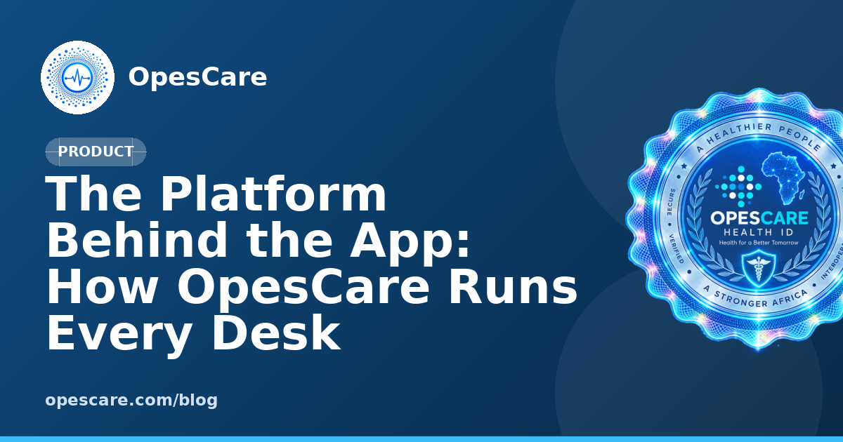 The OpesCare web platform: one patient index and one record shared by the pharmacy, laboratory, blood bank and front desk