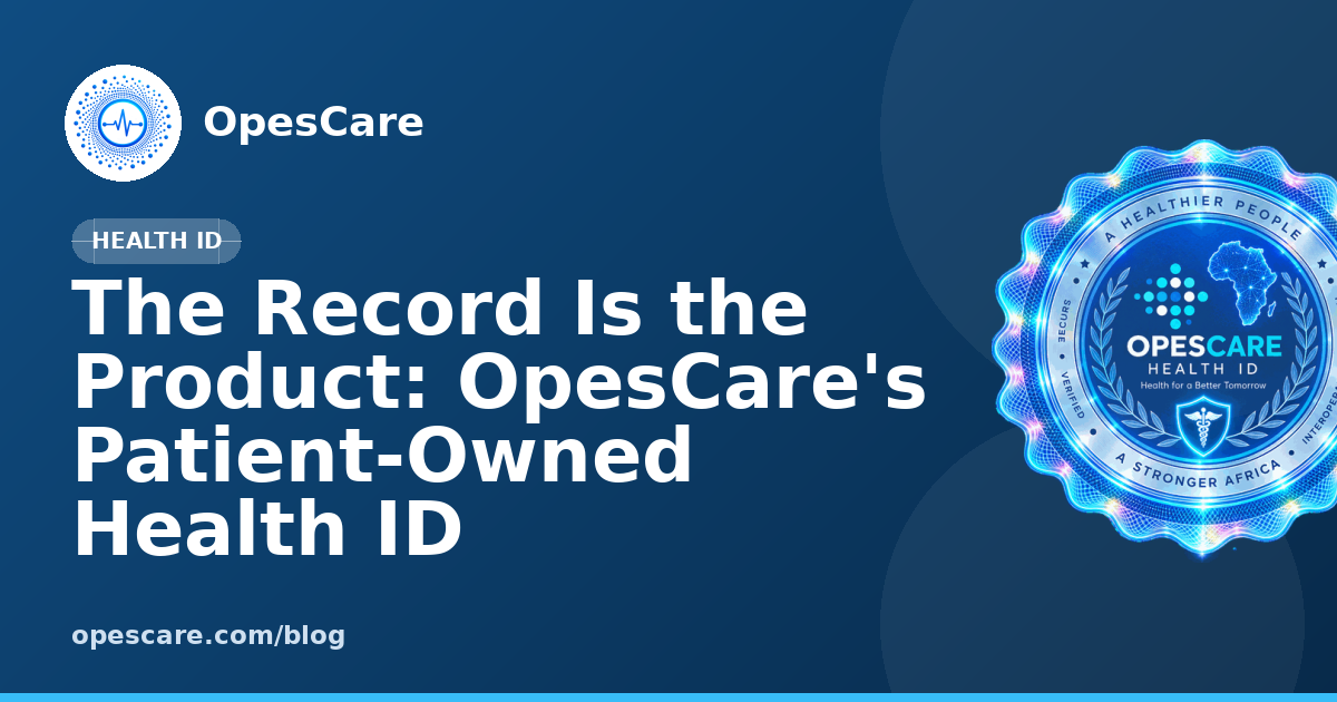 A patient's health record at the centre, surrounded by the marketplace, governance, family and clinic layers of OpesCare